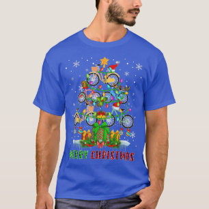Merry Christmas Santa Bicycles Xmas Tree Light Fun T-Shirt