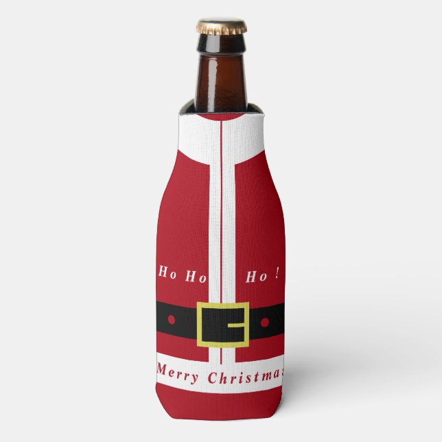 Merry Christmas Santa Bottle Cooler Funny Gift (Bottle Front)