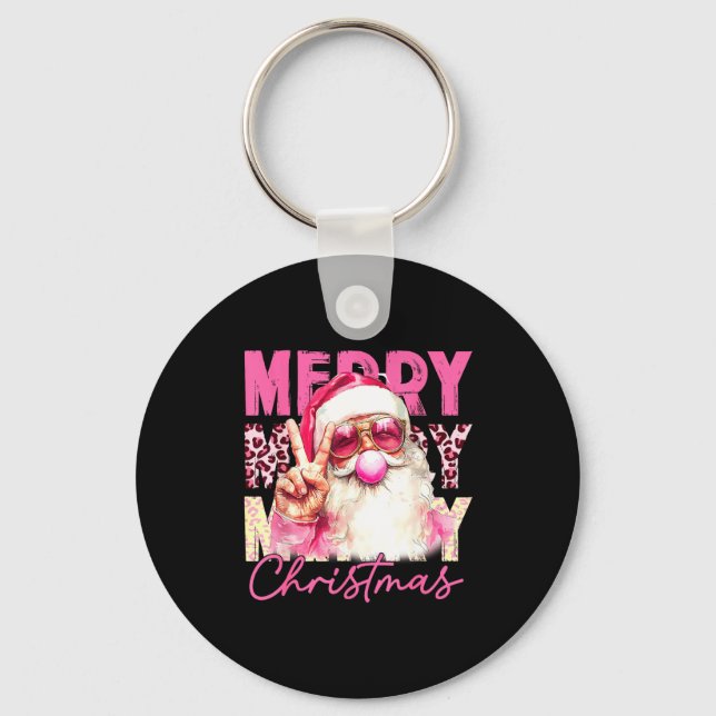 Merry Christmas Santa Bubble Gum Nk Xmas Family Me Key Ring (Front)
