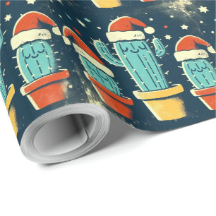 Merry Christmas Santa cactus plants Wrapping Paper
