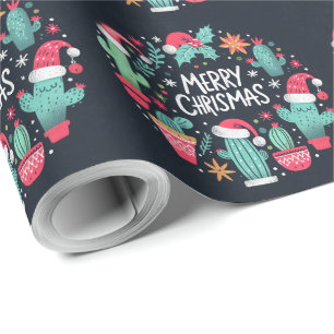 Merry Christmas Santa cactus plants Wrapping Paper