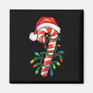 Merry Christmas Santa Candy Cane Xmas Lights Pajam Magnet