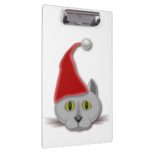 "MERRY CHRISTMAS" SANTA CAT CLIPBOARD