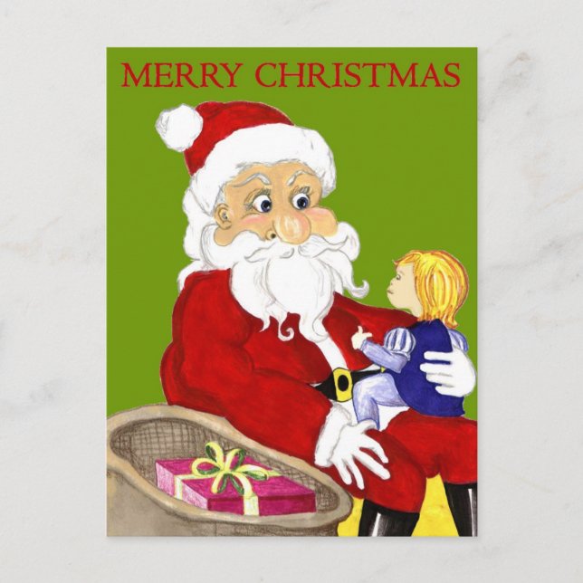 Merry Christmas Santa & Child postcard (Front)