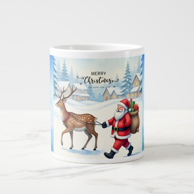 Merry Christmas, Santa Claus and Gift of Love Large Coffee Mug (Front)