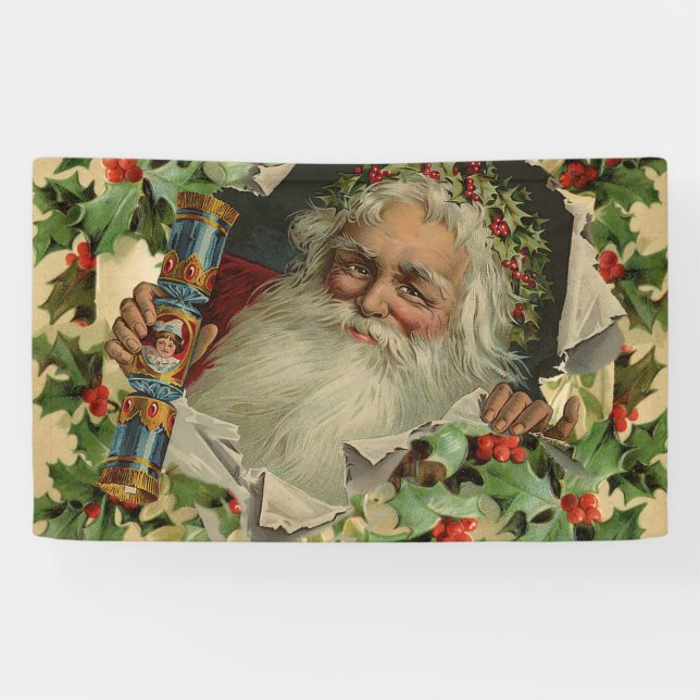Merry Christmas Santa Claus Antique classic Banner (Horizontal)
