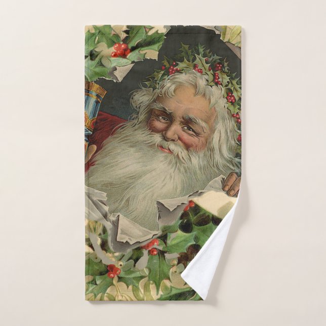Merry Christmas Santa Claus Antique classic Bath Towel Set (Hand Towel)
