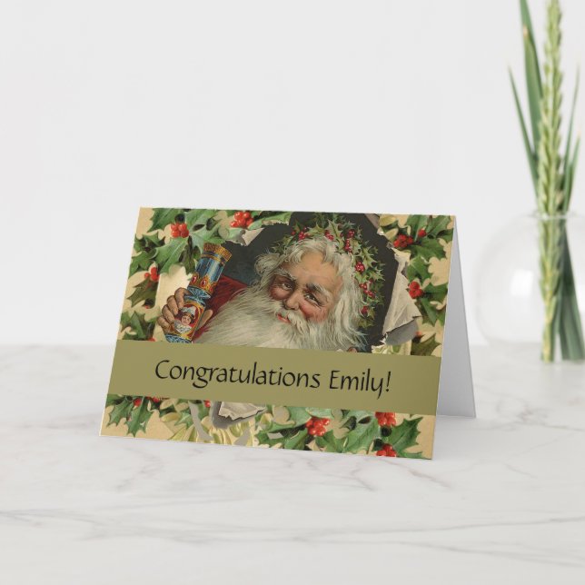 Merry Christmas Santa Claus Antique classic Card (Front)