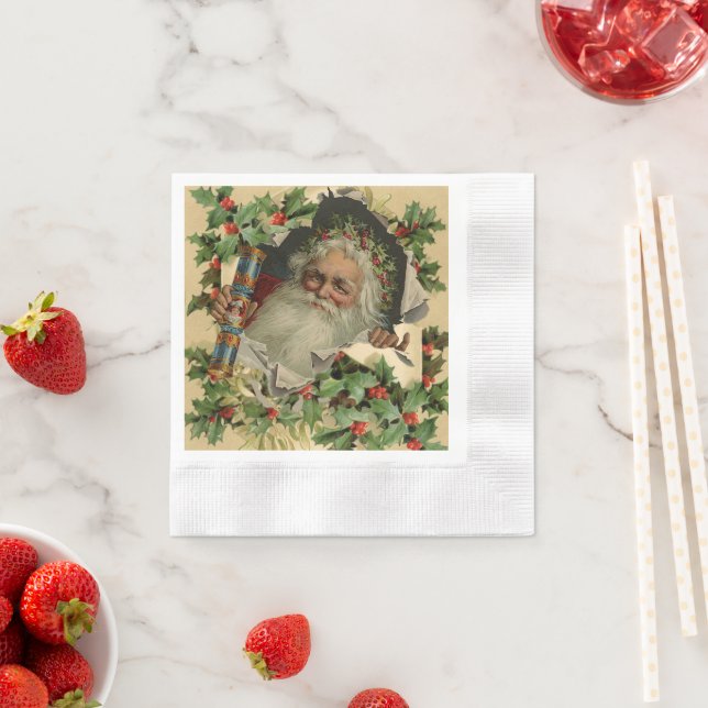Merry Christmas Santa Claus Antique classic Napkin (Insitu)