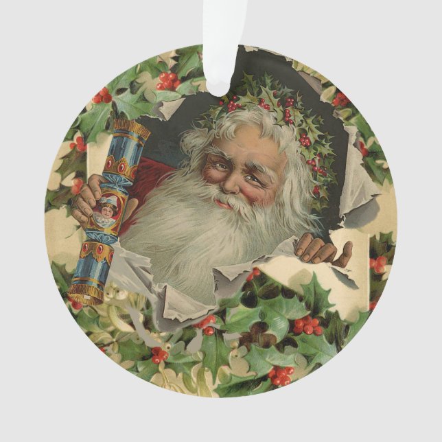 Merry Christmas Santa Claus Antique classic Ornament (Front)
