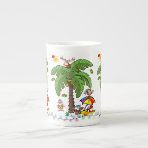 Merry Christmas Santa Claus Beach Bum Party Bone China Mug