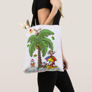 Merry Christmas Santa Claus Beach Bum Tote Bags