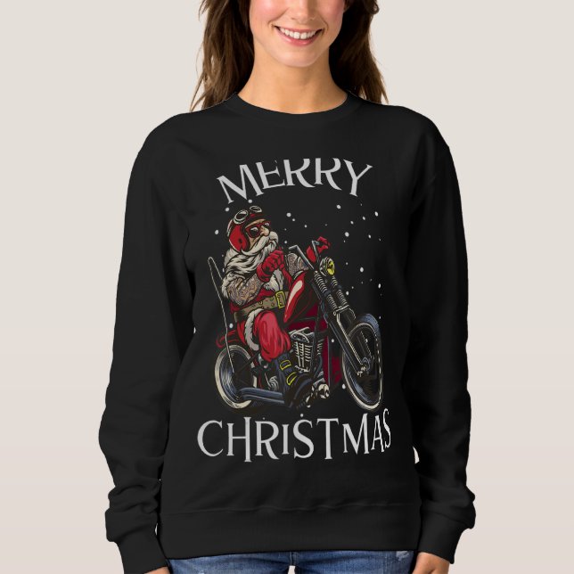 Merry Christmas Santa Claus Bike   Motorcycle Enth Sweatshirt (Front)