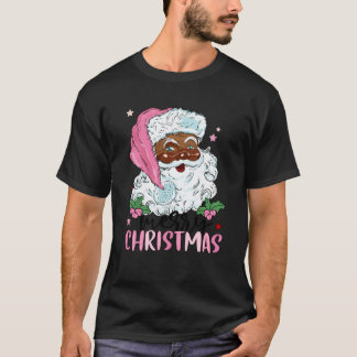 Merry Christmas Santa Claus Black Afro African Ame T-Shirt