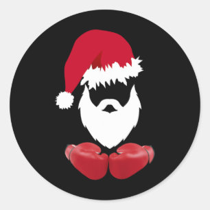 Merry Christmas Santa Claus Boxing Uni Classic Round Sticker