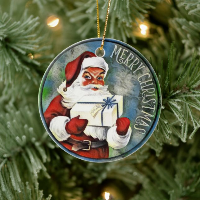 Merry Christmas Santa Claus Ceramic Tree Decoration (Tree)