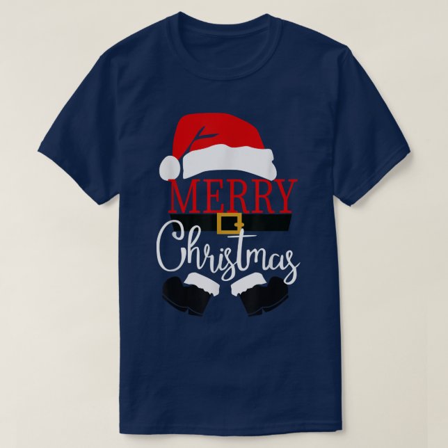 Merry Christmas Santa Claus Christmas Lights Famil T-Shirt (Design Front)