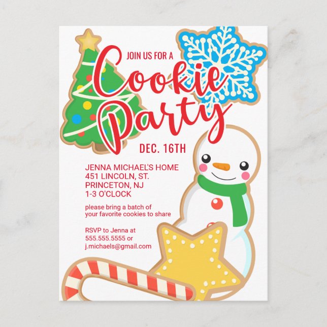 Merry Christmas | Santa Claus Cookie Exchange Holiday Postcard (Front)
