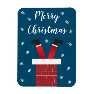 Merry Christmas Santa Claus Feet Snowflakes Magnet