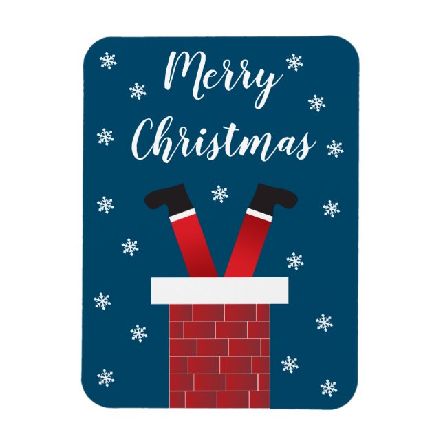 Merry Christmas Santa Claus Feet Snowflakes Magnet (Vertical)