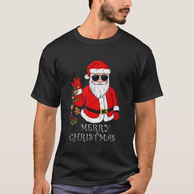 Merry Christmas Santa Claus Funny Family Pyjamas X T-Shirt (Front)