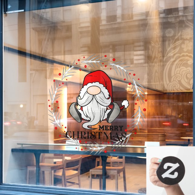 Merry Christmas Santa Claus Gnome Wreath (Cafe Window)