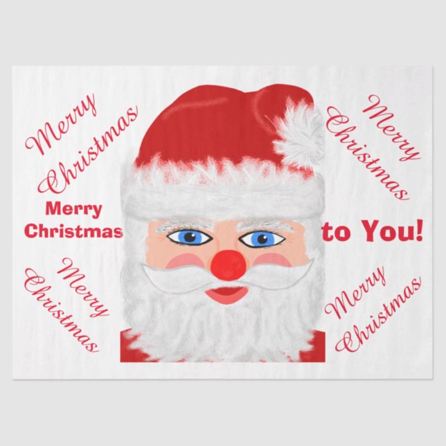Merry Christmas Santa Claus Greeting Tissue Paper (Front)