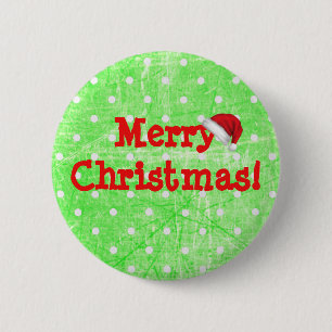 Merry Christmas Santa Claus Hat Button