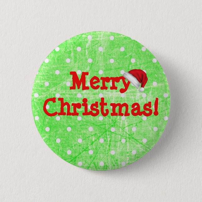 Merry Christmas  Santa Claus Hat Button (Front)