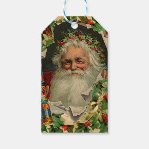 Merry Christmas Santa Claus Holly Gift Tags