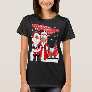 Merry Christmas Santa Claus & Mrs. Claus African A T-Shirt