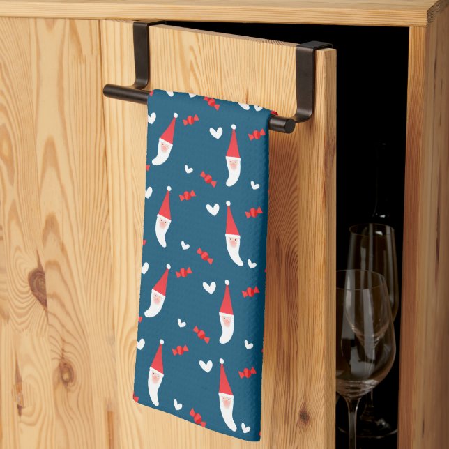 MERRY CHRISTMAS | Santa Claus Pattern Tea Towel (Thirds Fold)