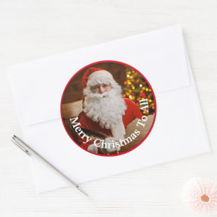 Merry Christmas Santa Claus Personalise Classic Round Sticker