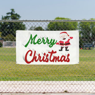 Merry Christmas Santa Claus red green script Banner