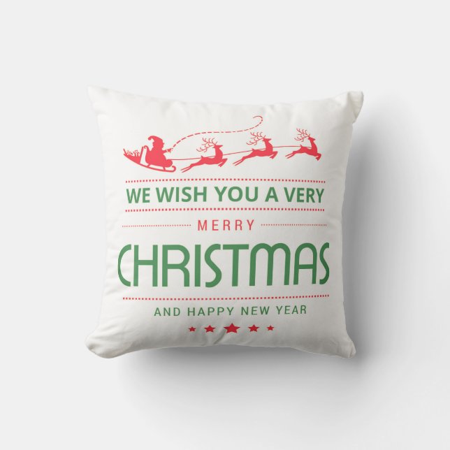 Merry Christmas Santa Claus Reindeer | Christmas Cushion (Front)