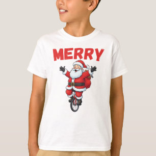 Merry Christmas, Santa Claus Riding Bicycle T-Shirt