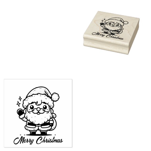 Merry christmas Santa Claus Rubber Stamp (Stamped)