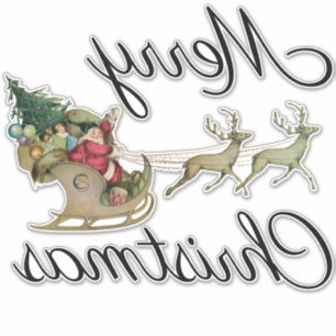 Merry Christmas Santa Claus Sleigh Window Decal