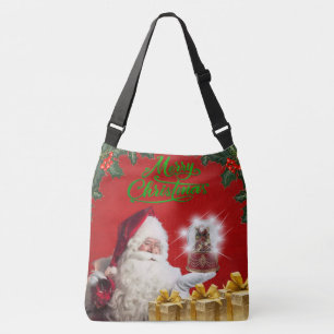 Merry Christmas Santa Claus Snow Globe Crossbody Bag