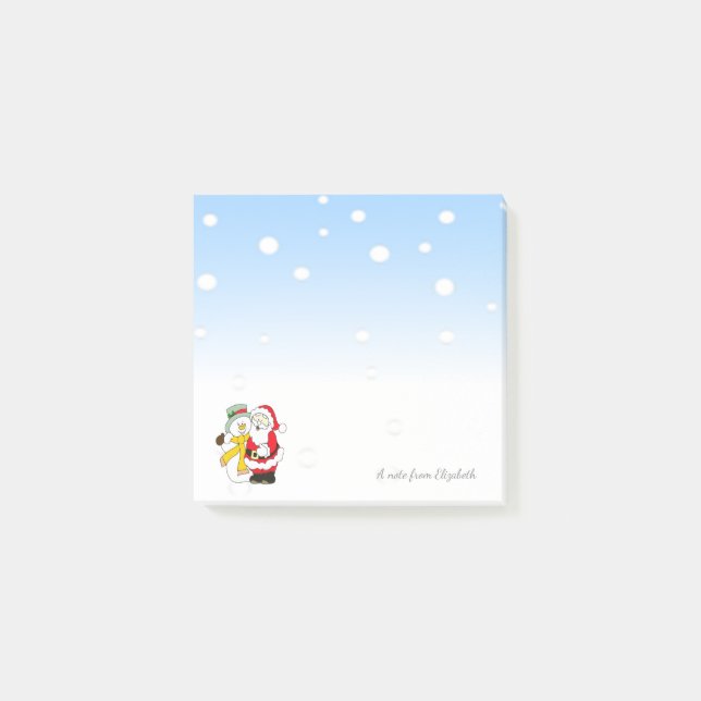 Merry Christmas,Santa Claus ,Snowman -Personalised Post-it Notes (Front)