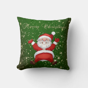 Merry Christmas,Santa Claus,Sparkles,Green Cushion