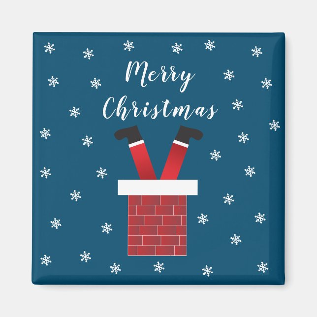Merry Christmas Santa Claus Stuck In A Chimney Magnet (Front)