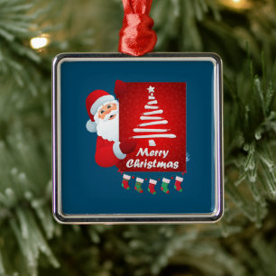 Merry Christmas Santa Claus Tree Stokings X-mas Metal Tree Decoration