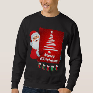 Merry Christmas Santa Claus Tree Stokings X-mas Sweatshirt
