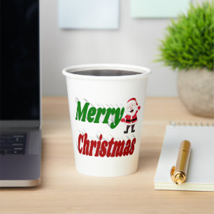 Merry Christmas Santa Claus typography  Paper Cups