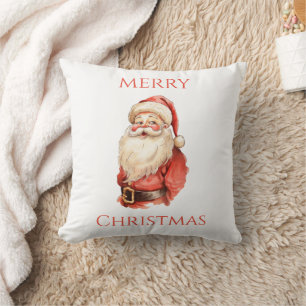 Merry Christmas Santa Claus Vintage Holiday Cushion