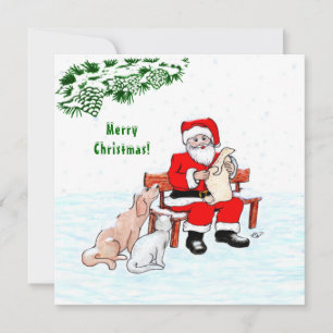 Merry Christmas! Santa Claus with Cat and Dog