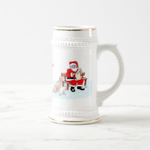 Merry Christmas - Santa Claus with Cat and Dog Beer Stein