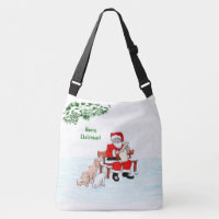 Merry Christmas! Santa Claus with Cat and Dog