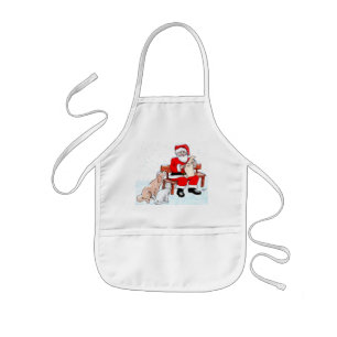 Merry Christmas - Santa Claus with Cat and Dog Kids Apron